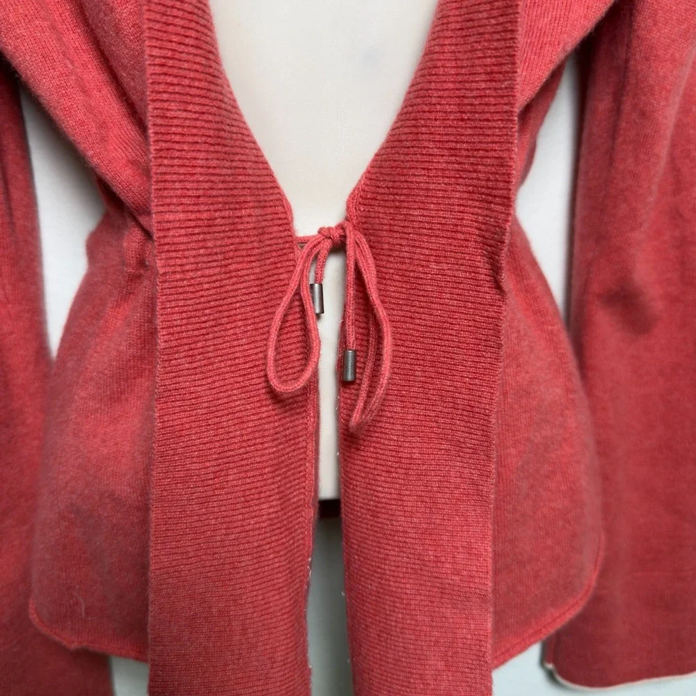 Brunello Cucinelli Women 100% Cashmere Cardigan‎ Sweater Medium Red Bell Sleeve